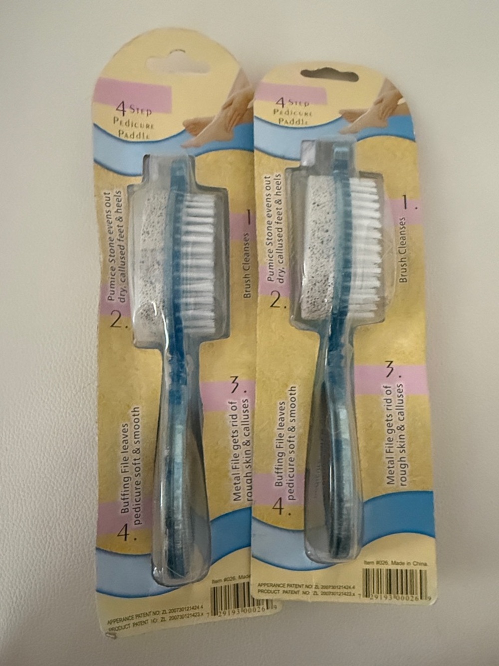 2Pcs Pedicure Paddler Brush and Pumice - Blue/Grey